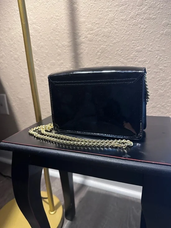 Jimmy Choo Black Patent Crossbody Bag with Gold Chain - Picture 3 of 5